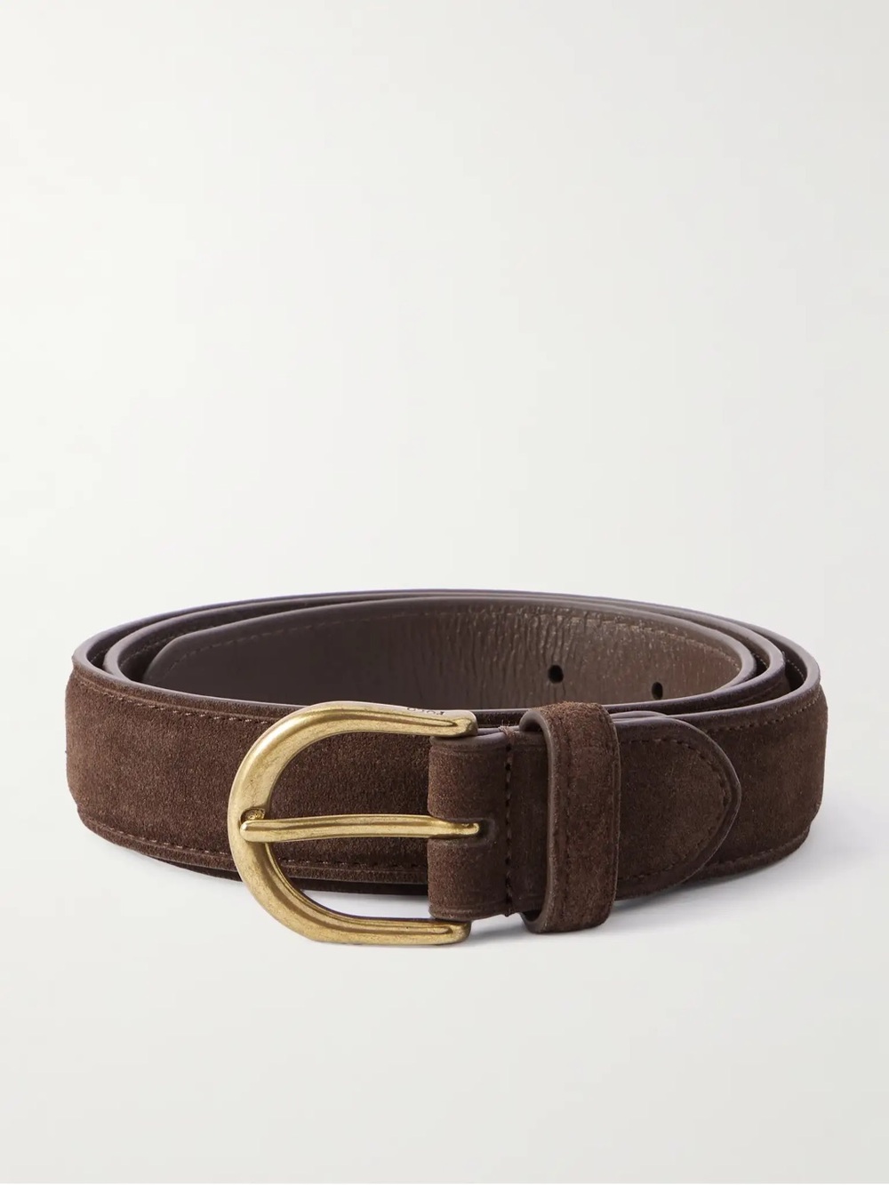 Polo Ralph Lauren Brown Suede Belt with Brass Buckle